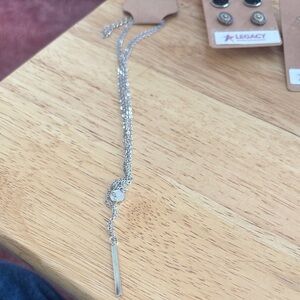 NWT-Silver-Tone Adjustable Necklace with Bar Pendant